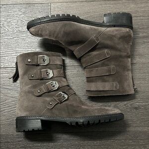 Stuart Weitzman Jitterbug Suede Seal Color Moto Boots